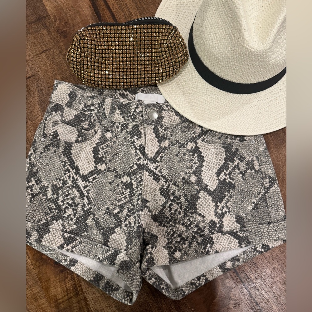 Snake print mini shorts